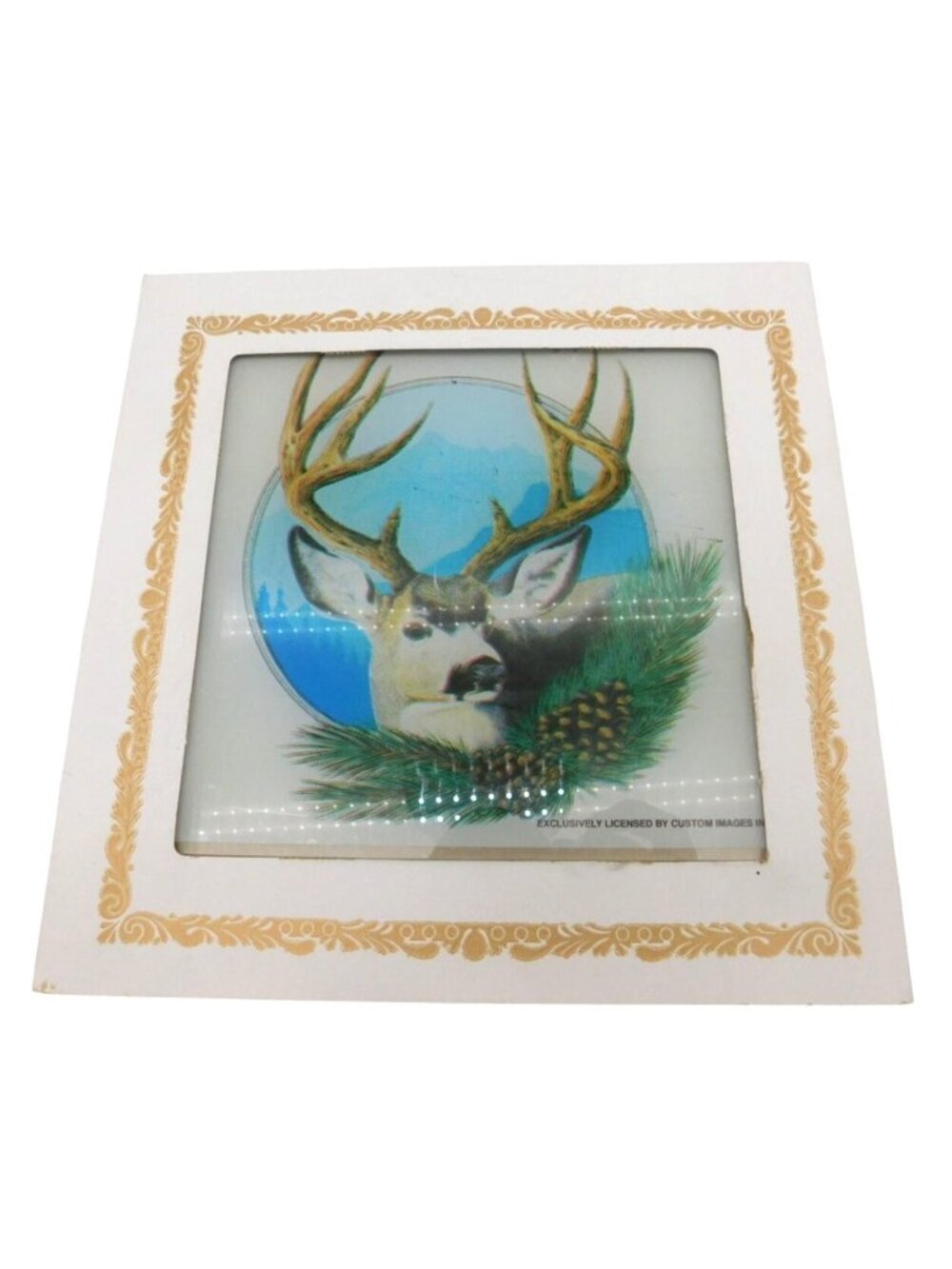 Vintage Carnival Prize Deer Buck Artwork Glass Decoration